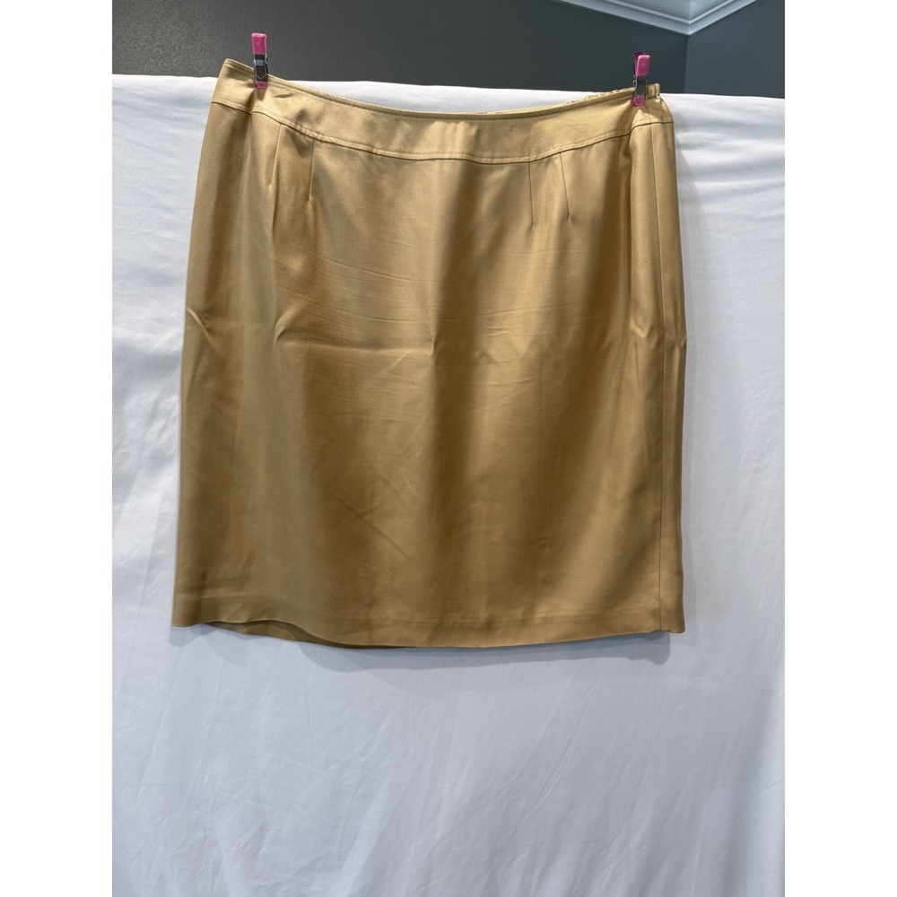 Talbots Woman Petites Silk Skirt 18W Tan Beige Pencil Career Pure Silk Lined